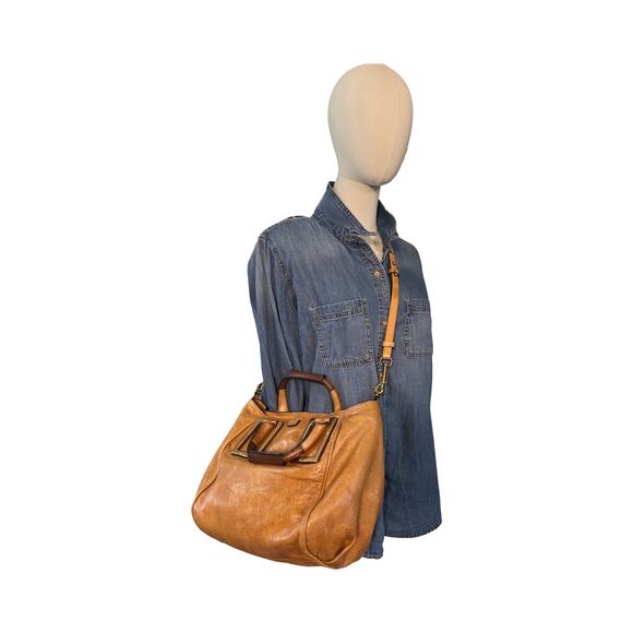 Chloé Ethel Medium Tote in Cognac Leather Gold Hardware Two Way Crossbody Strap - Picture 13 of 13